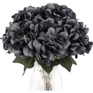 2Bouquets Artificial Flowers Silk Hydrangea Flowers with 10 Heads Fake Flower Bunch Bouquet for Home Wedding Party Decor DIY (Grey)