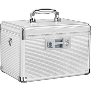 Medicine Lock Box with Key, Alluminum Alloy Box for Medication,First Aid Box with a Removeable Tray to Store Medicines & Pills for Home, Silver 12 * 7.68 * 7.87 Inch