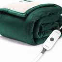 Sunbeam Electric Throw Royal Mink Sherpa Heated Blanket, 4 Heat Settings, 4-Hour Auto Shut-Off, Fast Heating, Luxurious and Ultra Comfy, Botanical Green Color, 50" x 60"