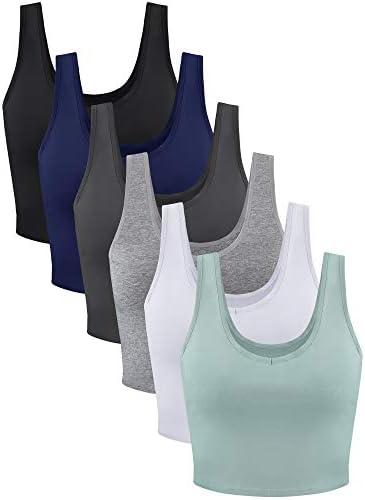 6 Pieces Women Basic Crop Tank Tops Sleeveless Sports Crop Top L
