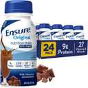 Ensure Original Milk Chocolate Nutrition Shake With Fiber | Small Meal Replacement Shake | Ready to Drink | 9g Protein, 27 Vitamins and Minerals | 8 fl oz - 24 Pack (EXP 09/01/27)