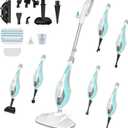 OLIXIS 10-in-1 Steam Mop, 1550W Detachable Handheld Steam Cleaner for Floor Cleaning, 16FT Cord, 2 Washable Pads, Multi-Purpose Floor Steamer for Hardwood, Carpet, Tile, Grout, Windows, White Green
