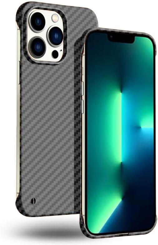 Ultra-Thin Frosted Soft Touch Skin Borderless Carbon Fiber Bump Texture Case for iPhone 15 Pro Max 6.7"(2023) - Slim Minimalist Lightweight Frameless Matte Hard Cover - Black