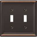 Amerelle 149TTDB Chelsea Wallplate, 2 Toggle, Steel, Aged Bronze, 1-Pack