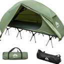 Night Cat Camping Cot Tent - Waterproof 1-Person Off-Ground Combo Cot Bed for Adults Portable Easy Set-up Tent (Green)