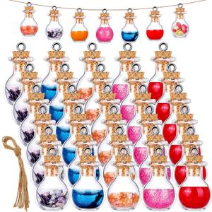 Patelai 30 Pieces Tiny Glass Bottles with Cork Mini Glass Potion Bottles with Lids Clear Small Wishing Jars with 20 Meters Hanging Rope or Birthday Party Favors DIY Art Crafts(Ball-Shaped)
