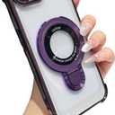 Lmuwecno Clear case for Phone 16E with Full Camera Lens Protection(Compatible with Mag-Safe), Military Shockproof Electroplate Bumper Slim Cover Built-in Invisible Ring Stand-Purple