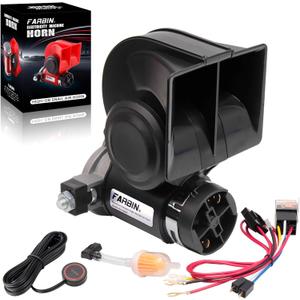 FARBIN Air Horn for Truck,Compact Train Horn,Electric Car Horn 12V 150db Super Loud with Wiring Harness and Push Button Switch for Any 12V Vehicles