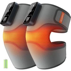 Cordless Knee Massager with Heat Vibration for Pain Relief, MAXwarm 4.0[2025 Upgraded] - Electric Heated Knee Brace with 5 Heat Levels and 3 Massage Mode, Gifts for Men Women (Grey, Pair)