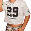 Men's Jersey Shirts Graphic Oversized Y2k Baggy Shirt Crew Neck Short Sleeve Crop Tee Tops (XX-Large, White)