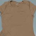 SUUKSESS Women Double Lined Fitted Basic Tee Crew Neck Short Sleeve Y2K Crop Top (Medium, Taffy)