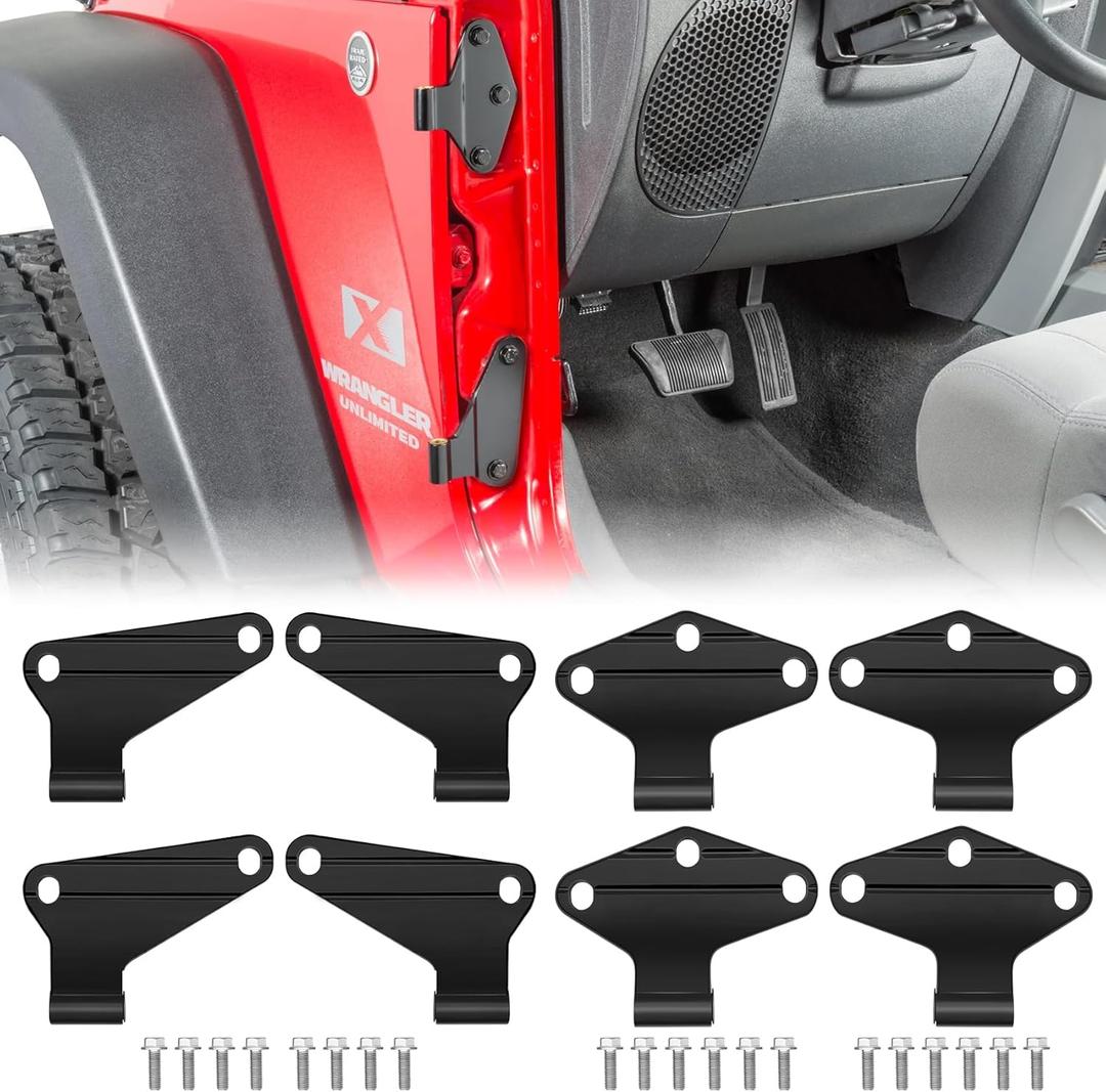 Jeep Wrangler JK Interior 4 Door Hinge Assembly Kit Compatible with 2007-2018 Jeep Wrangler JK JKU Rubicon Unlimited Sahara (Inner 4-Doors), Jeep Wrangler JK Inner 4 Door Hinge 8PCS with 20 Bolts