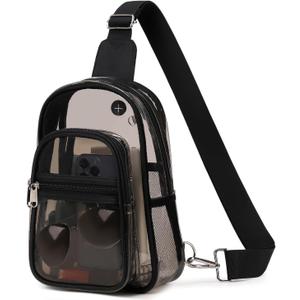 MOONBABY Clear Bag for Stadium Events, Clear Backpack Purse for Women Waterproof TPU Crossbody Fanny Pack | for Stadium Events, Waterproof, TPU (Semi Black)