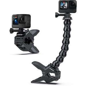 Jaws Flex Clamp Clip Mount Gooseneck Mounts Compatible with GoPro Hero 13 12 11 10 9 8 7 6 5 4 Session 3+ 3 2 1 Max DJI Osmo Akaso Action Cameras