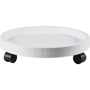 14.2 Inch Planter Caddies Rolling Saucer Caddy with Wheels, Heavy Duty Wheeled Stand for Potted Plant, Round Coaster Roller Base Tray with Casters, Flower Pot Dolly Holder for Indoor Outdoor (White)