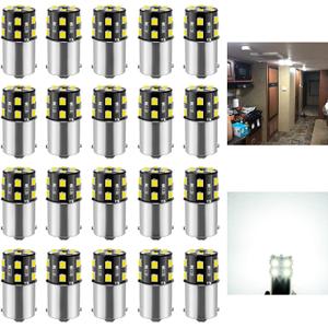 20PCS 1141 1156 Interior LED Light Bulbs for RV, Super Bright 18-SMD 6000K Xenon White 1073 1003 7506 BA15S LED Bulbs Replacement for Camper Trailer Boat Indoor Lights(12V DC)
