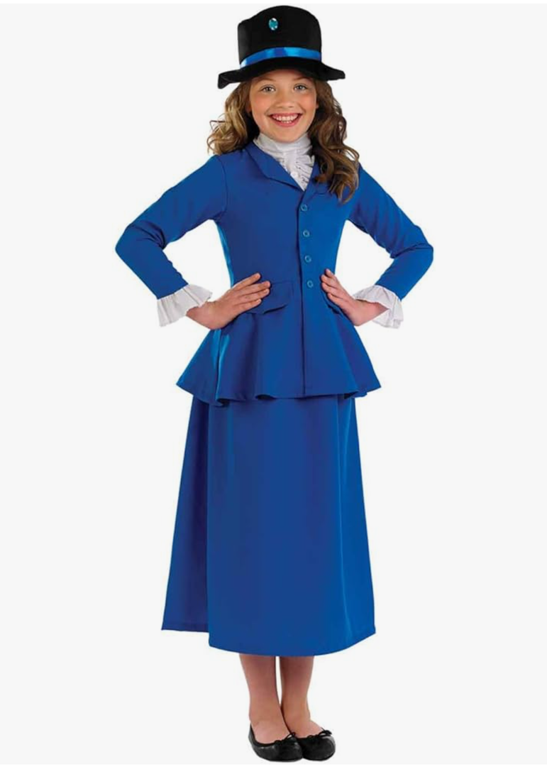 fun shack Girls Victorian Nanny Costume, Kids Pioneer Dress, Historical Costume for Girls, Classic Dress-Up Outfit S