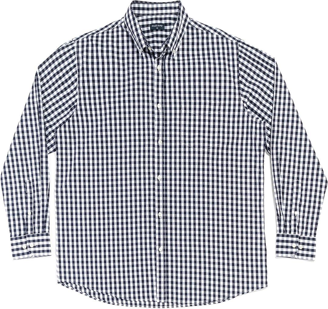 Double Pump Big and Tall Shirts for Men Long Sleeve Button Down Shirts from Size XL(T) to 6XL (T) Cotton (Blue)