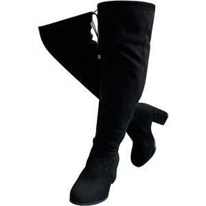 YING LAN Women's Wide Calf Over The Knee Pull On Chunky Block Heel Tall Boots 8.5