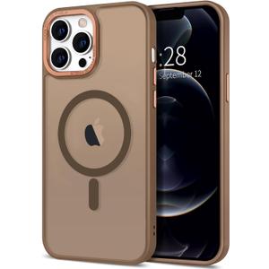 Hython Case for iPhone 12 Pro Case Magnetic Translucent Matte Phone Cases 6.1" [Compatible with MagSafe] Thin Slim Fit Shockproof Bumper Hard Protective Cover for Women Men Girls, Frosted Brown