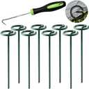 Bakulyor 50Pcs Circle Top Landscape Staples, 6 Inch Green Artificial Turf Stakes, 9 Gauge Landscape Fabric Pins, Heavy Duty Yard Lawn Spikes for Outdoor Soil Gardening Weed Barrier Sod Fabric - 6"