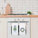 Chinoiserie Christmas Kitchen Towels,Light Blue Bow Coquette Christmas Tree Dish Towels for Kitchen Bathroom, Blue Christmas Hand Towels for Kitchen, Grandmillennial Decor,16x24 Inches Set of 2