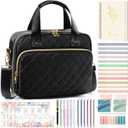 Bible Cover Case for Women, Large Bible Bag Bible Study Supplies Accessories Journaling Kit with Highlighters Tabs, Quilted Book Carrying Cases with Shoulder Strap, Christian Easter Gifts for Women,11.8"L x 8.5"W