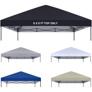 8x8 Canopy Replacement Top Only,Waterproof Pop Up Canopy Tent Top Replacement Cover Roof with Windproof Ropes for Straight Leg Frame, 420D Polyester for Outdoor Garden Pavilion Sun Shade(Black)