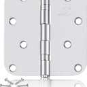 304 Stainless Steel 4 Inch Door Hinges Brushed Satin Nickel Interior Hinges 5/8" Radius Corners 3.5'' Ball Bearing Silver Door Hinges- 3 Pack