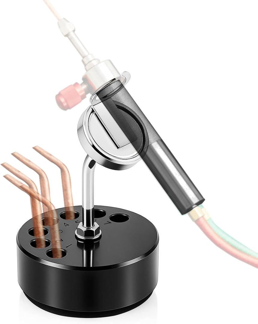 Acetylene Jewelry Torch Stand, Heavy Duty Non-slip Oxygen Welding Torch Holder with Magnetic Base & 7 Tip Storage Holes, Stable Organizer for Jewelers & Metalworkers