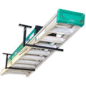 StoreYourBoard Adjustable Ceiling Rack  Hi Port 2 Garage Ceiling Ladder Hanger | Adjustable Overhead Ladder Storage for Step & Extension Ladders | Garage Organization | Holds 75 lbs (Single)