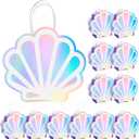 Locmeo 24 Pack Holographic Shell Gift Bags Mermaid Party Favor Bags with Iridescent Shell Cards for Mermaid Themed Supplies Ocean Under the Sea Party Favors