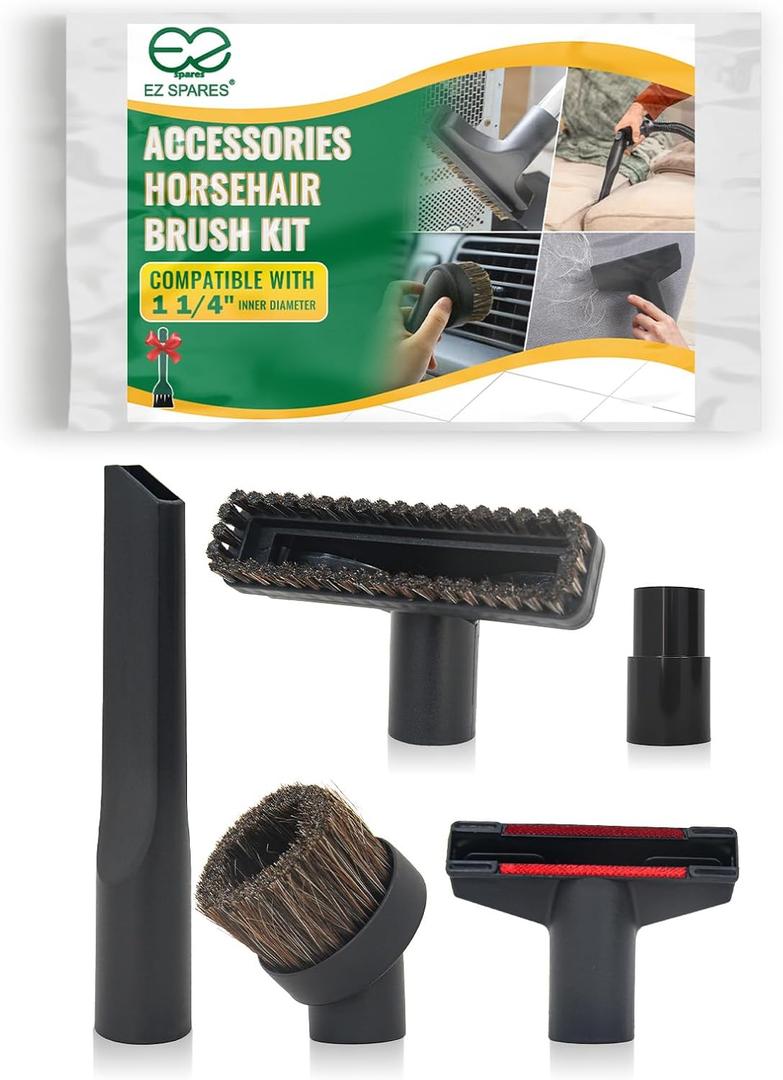 EZ SPARES 5PCS Compatible with Selected Models Replacement 32mm&35mm Vacuum Cleaner Accessories Horsehair Brush Kit for 1 1/4 Inch 1 3/8 Inch Crevices Tool Kit
