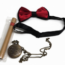 3 Pcs 1920s Mens Costume Accessories Set Includes Pocket Watch Bow-Tie for Men 
