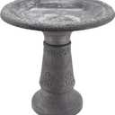 Arcadia Garden Products BB05 Fiberclay Bird Bath Outdoor Garden Decor, Antique Vintage Weather Resistant Water Bowl for Backyard and Patio and, 20-inch Tall, Black