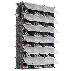AINIYNM Shoe Storage Organizer Cabinet 72 Pair Plastic Shoe Rack with Cover Expandable Adjustable Free Standing Stackable Space Shoe Shelves Organizer for Closet Hallway Bedroom Entryway