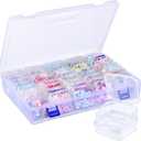 Funtopia 40 Pcs Bead Organizers and Storage, Small Clear Plastic Storage Containers with Lids, Mini Transparent Organizer Boxes for Jewelry, Toys, Beads, Small Parts and Crafts Accessories (Same Size - 40pcs)