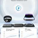 Magnetic Wireless Charger for iPhone: Fodable 3 in 1 Charging Station for Multiple Apple Devices - Travel Charging Pad Dock for Apple Watch iPhone 17 16 15 14 13 12 Pro Max Plus & Airpod