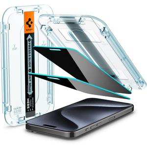 Spigen Tempered Glass Screen Protector [GlasTR EZ FIT - Privacy] Designed for iPhone 15 Pro [Case Friendly] - 2 Pack