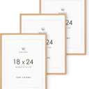 18x24 Poster Frame, 18x24 Solid Oak Picture Frames Matted to 16x20, 24x18 Natural Wooden Frame Horizontal or Vertical Wall Mounting, Set of 3