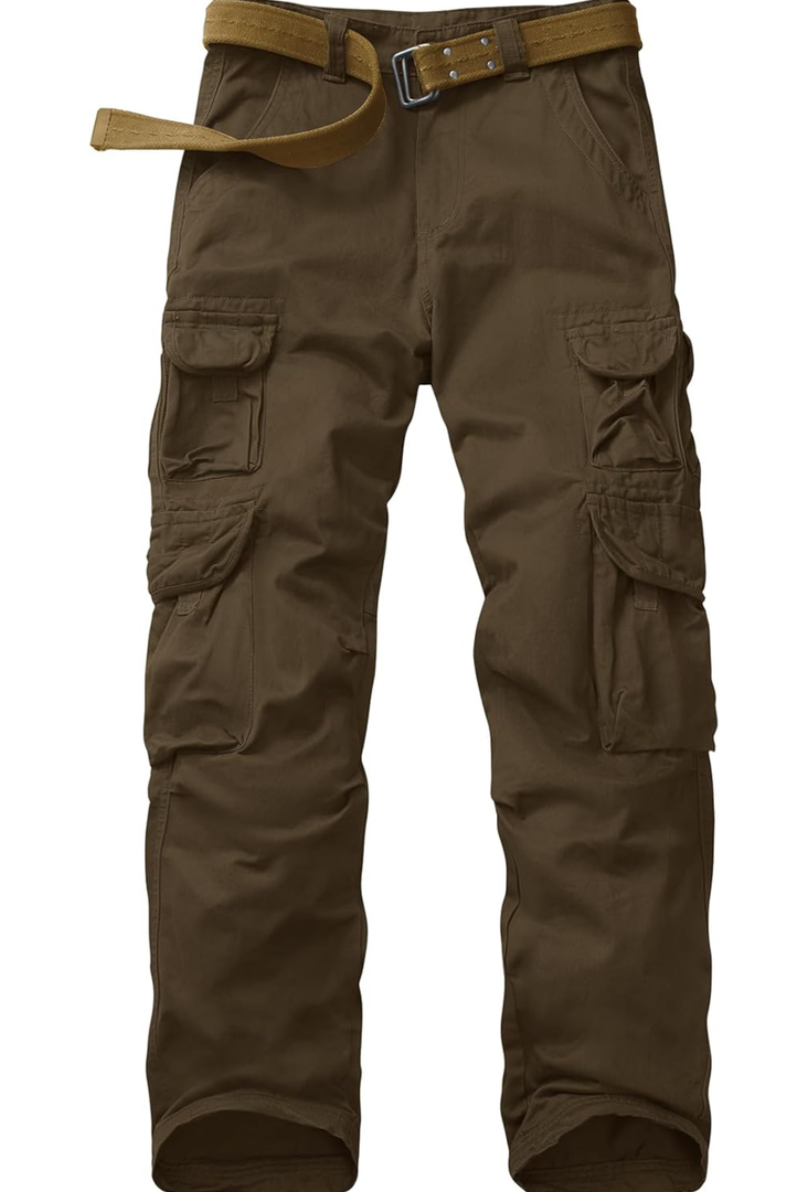 Men's Cargo Pants Cotton Ripstop Hiking Work Pants Comfort Casual Outdoor Pants with Multi Pockets 18