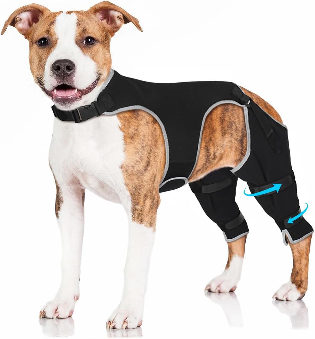 Dog Rear Leg Sleeve to Stop Licking, Adjustable Anti-Slip Recovery Sleeve Pants for Wound Protection After ACL/TPLO Surgery, Hot Spots, Lick Granulomas Cone Alternative for Leg Healing,L