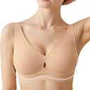 Popilush Bras for Women No Underwire Push Up Bra Seamless Wireless Bralettes with Support Comfortable Minimizer Bra (Small, Skin)