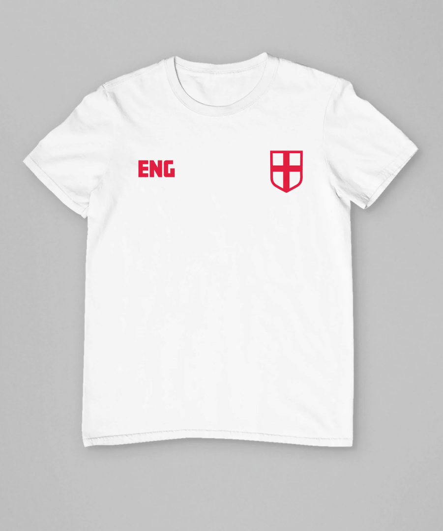 England Euro Football Kit Style T-Shirt, Medium