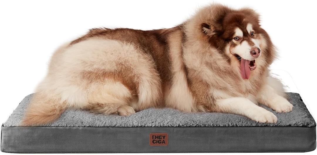 EHEYCIGA Orthopedic Dog Bed Large with Removable Washable Cover, 50IN Grey,50*36*4 inches