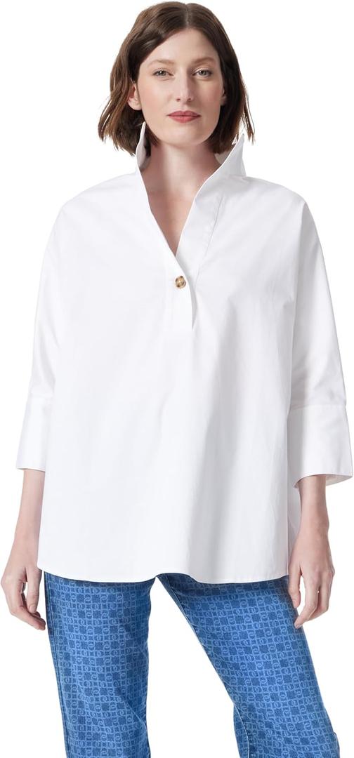 DEE OCLEPPO Womens Hailey Stand Collar Shirt Standard (M)