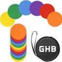 GHB 4" or 9" Poly Spot Markers Agility Dot for Gym/PE Training, Dance,12 Pcs Round Multiple Color Size Rubber Non-Slip Spot Marker for Games, Floor Dots and Sport Activities (9 Inch 12Pcs)