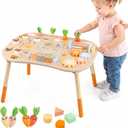 Wooden Activity Table, 6-in-1 Montessori Activity Table for Toddlers, Activity Center for Babies Aged 1–3, Sensory Toys, for Boys and Girls 1+ Years Old