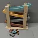 Vanplay Car Ramp Toys for One Year Old Boy Birthday Gifts, Wooden Montessori Toys for 1 2 Year Old, Race Track Truck Toy with 4 Mini Cars, First Christmas Birthday Gifts for Toddlers 1-3-2-4