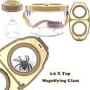 Bug Catcher Kit, Kids Bug Collection Kit, Outdoor Nature Explorer Kit, Science Educational Kit with Tweezers, Magnifying Glass, Bug Observation Container(Gold), 3x5x4 inches